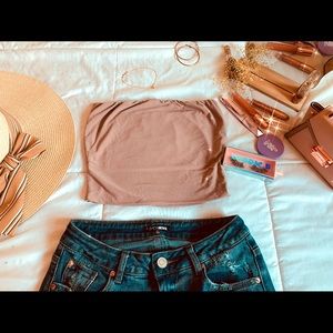 Pink nude tube crop top size S/M.